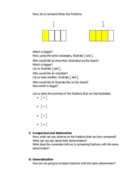 Comparing fractions (semi detailed lesson plan) .